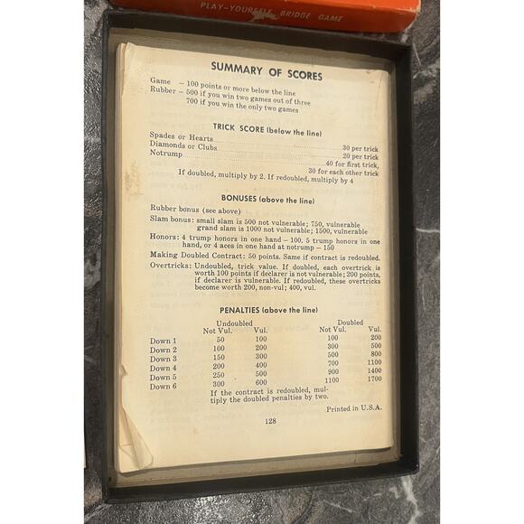 1950’s AUTO Bridge Game Instructions Cards Papers Box Autobridge Play -Complete! - Picture 5 of 7